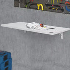 Table murale pliante, table murale rabattable 100 x 50 cm, bureau flottant avec support en fer, bureau pliant mural