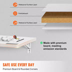Table murale pliante, table murale rabattable 100 x 50 cm, bureau flottant avec support en fer, bureau pliant mural