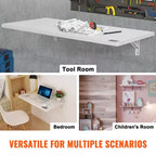 Table murale pliante, table murale rabattable 100 x 50 cm, bureau flottant avec support en fer, bureau pliant mural