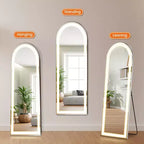 Miroir de salle de bain ovale LED 63x20 pouces, Miroir de courtoisie éclairé avec fonction anti-buée, Blanc