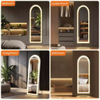 Miroir de salle de bain ovale LED 63x20 pouces, Miroir de courtoisie éclairé avec fonction anti-buée, Blanc