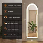 Miroir de salle de bain ovale LED 63x20 pouces, Miroir de courtoisie éclairé avec fonction anti-buée, Blanc