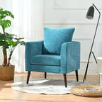 Okak Accent Chairs for Bedroom, Modern Upholstered Armchair, Mid Century Fabric Lounge Chair, Comfortable Reading Chair with Wood Legs