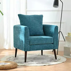Fauteuils d'appoint pour chambre, Fauteuil moderne rembourré, Chaise longue en tissu de style Mid-Century, Chaise de lecture confortable avec pieds en bois