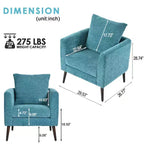 Fauteuils d'appoint pour chambre, Fauteuil moderne rembourré, Chaise longue en tissu de style Mid-Century, Chaise de lecture confortable avec pieds en bois