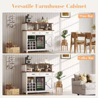 Meuble de bar à café de style ferme avec réfrigérateur pour boissons, meuble de salle à manger avec bar à vin 47", blanc