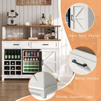 Meuble de bar à café de style ferme avec réfrigérateur pour boissons, meuble de salle à manger avec bar à vin 47", blanc