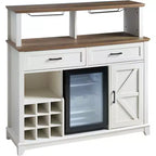 Meuble de bar à café de style ferme avec réfrigérateur pour boissons, meuble de salle à manger avec bar à vin 47", blanc