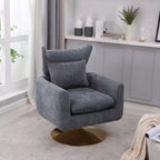 Okak 360 Degree Swivel Accent Chair, Classic Mid-Century Accent Chair with Gold Metal Basefor Living Room