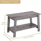 Table basse de ferme moderne avec étagère de rangement, table centrale rectangulaire à 2 niveaux, tables basses industrielles pour bureau à domicile