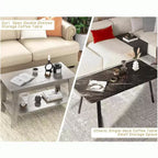 Table basse de ferme moderne avec étagère de rangement, table centrale rectangulaire à 2 niveaux, tables basses industrielles pour bureau à domicile