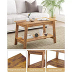 Table basse de ferme moderne avec étagère de rangement, table centrale rectangulaire à 2 niveaux, tables basses industrielles pour bureau à domicile