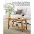 Table basse de ferme moderne avec étagère de rangement, table centrale rectangulaire à 2 niveaux, tables basses industrielles pour bureau à domicile