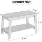 Table basse de ferme moderne avec étagère de rangement, table centrale rectangulaire à 2 niveaux, tables basses industrielles pour bureau à domicile