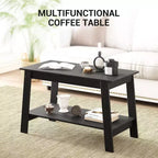 Table basse de ferme moderne avec étagère de rangement, table centrale rectangulaire à 2 niveaux, tables basses industrielles pour bureau à domicile