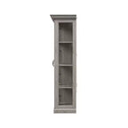 Vitrine 4 portes en chêne gris avec bande LED, portes en verre trempé, éclairage LED, meuble de rangement/garde-manger