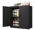 Metal Wall Cabinet,Black Wall Cabinet with 2 Doors,Hanging Cabinets with Handle,for Garage, Home, Office