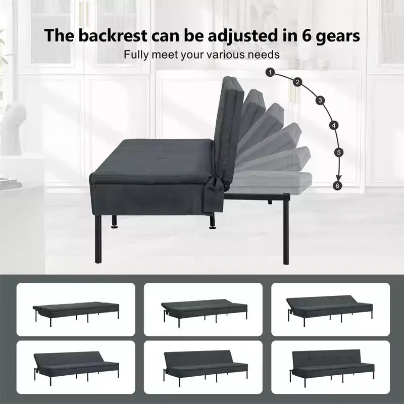 Canapé-lit futon convertible 69.88 avec dossier réglable sur 5 positions