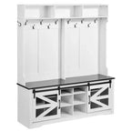 VEVOR Hall Tree Entryway Bench,Coat Rack with Shoe Storage, 59 Wide Mudroom bench with Storage and Seating, Adjustable Shelves and 12 Hanging Hooks