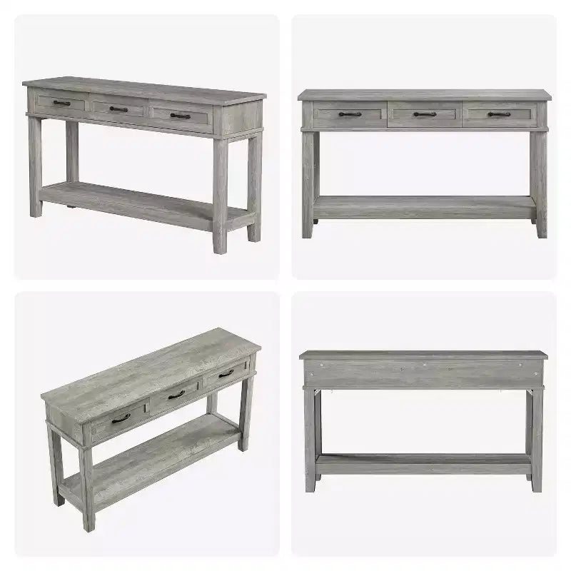 Table d'entrée, table console avec tiroirs de rangement, table de canapé en bois de ferme à 3 niveaux, table de couloir pour entrée, salon