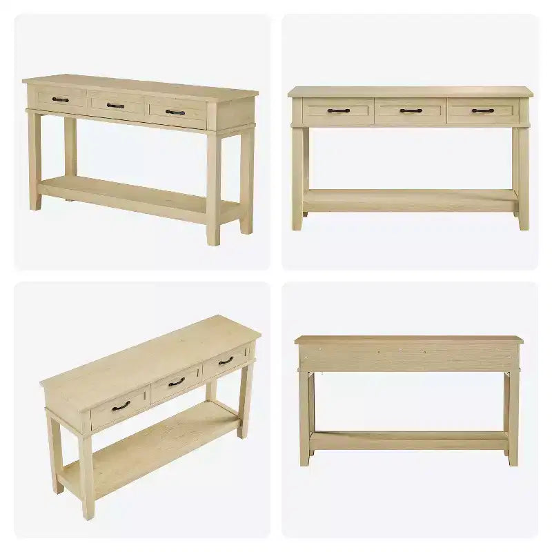 Table d'entrée, table console avec tiroirs de rangement, table de canapé en bois de ferme à 3 niveaux, table de couloir pour entrée, salon