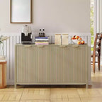 55 Sideboard Buffet Cabinet, Fluted Coffee Bar Table with Storage & Adjustable Shelves, Media TV Console Table for Living Room Kitchen Entryway
