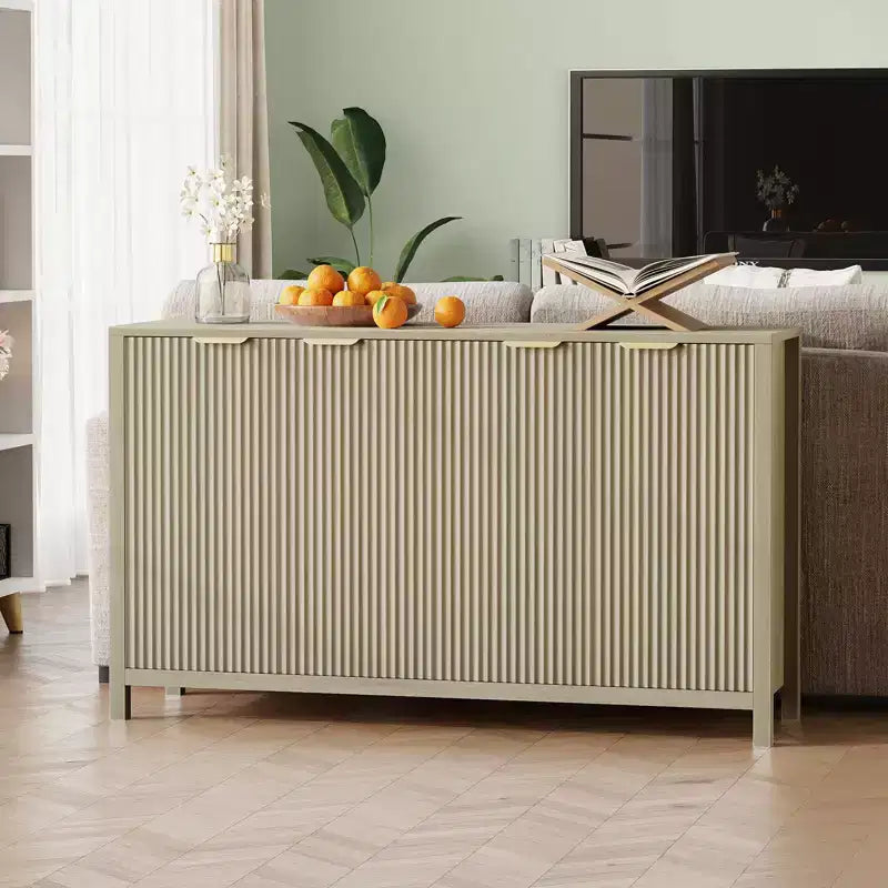 Buffet de 140 cm, meuble de bar à café cannelé avec rangement et étagères réglables, meuble TV console pour salon, cuisine, entrée
