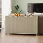 Buffet de 140 cm, meuble de bar à café cannelé avec rangement et étagères réglables, meuble TV console pour salon, cuisine, entrée