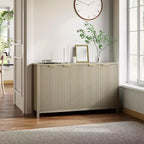 Buffet de 140 cm, meuble de bar à café cannelé avec rangement et étagères réglables, meuble TV console pour salon, cuisine, entrée