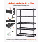 Étagères de rangement, 1360 kg, rayonnage de garage robuste à 5 niveaux, étagères métalliques réglables de 61 P x 122 L x 183 H pour unité de rayonnage industriel