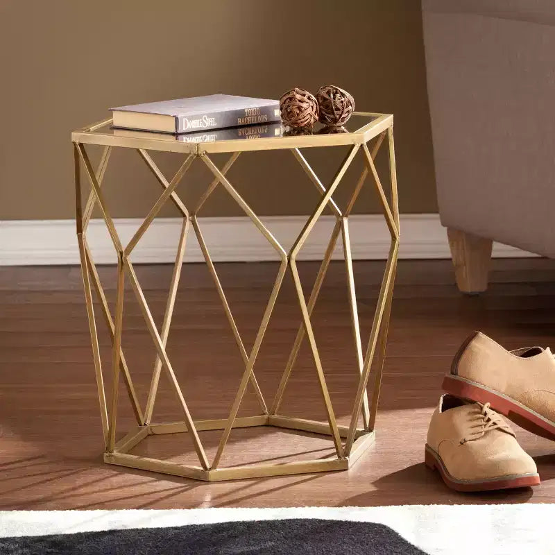 Table d'appoint géométrique – Or