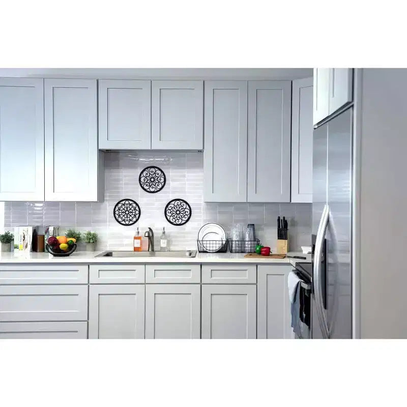 Meuble bas de cuisine de 24 po L x 34,5 po H x 24 po P avec tiroir et portes doubles, cadre en contreplaqué, recouvrement total, fermeture en douceur, prêt à assembler