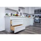 Meuble bas de cuisine de 24 po L x 34,5 po H x 24 po P avec tiroir et portes doubles, cadre en contreplaqué, recouvrement total, fermeture en douceur, prêt à assembler
