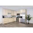 Meuble bas de cuisine de 24 po L x 34,5 po H x 24 po P avec tiroir et portes doubles, cadre en contreplaqué, recouvrement total, fermeture en douceur, prêt à assembler