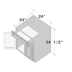 Meuble bas de cuisine de 24 po L x 34,5 po H x 24 po P avec tiroir et portes doubles, cadre en contreplaqué, recouvrement total, fermeture en douceur, prêt à assembler
