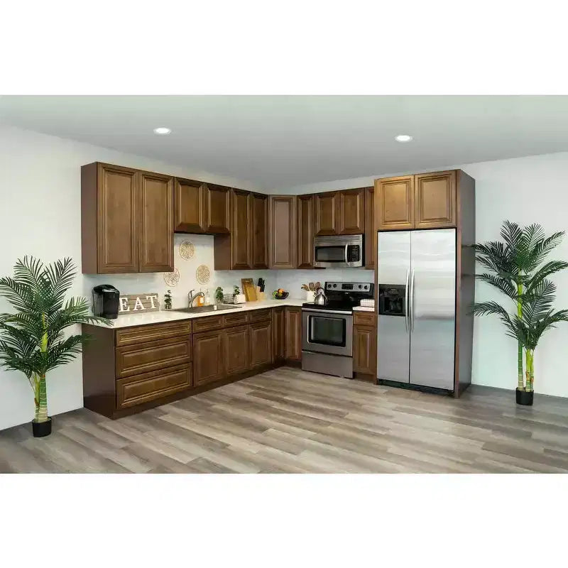 Meuble bas de cuisine de 24 po L x 34,5 po H x 24 po P avec tiroir et portes doubles, cadre en contreplaqué, recouvrement total, fermeture en douceur, prêt à assembler