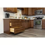 Meuble bas de cuisine de 24 po L x 34,5 po H x 24 po P avec tiroir et portes doubles, cadre en contreplaqué, recouvrement total, fermeture en douceur, prêt à assembler