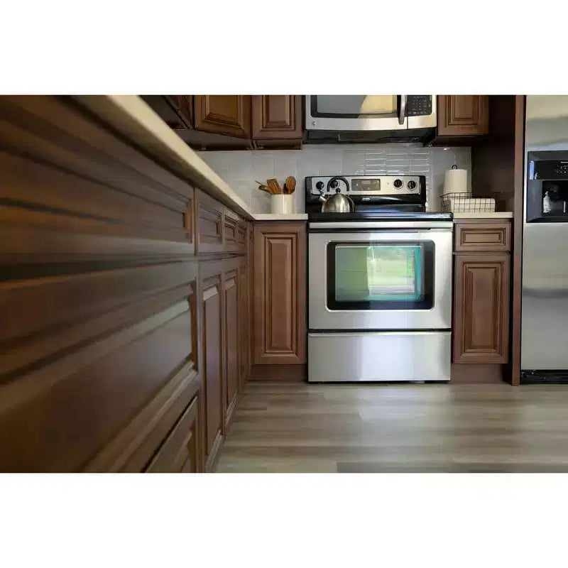 Meuble bas de cuisine de 24 po L x 34,5 po H x 24 po P avec tiroir et portes doubles, cadre en contreplaqué, recouvrement total, fermeture en douceur, prêt à assembler