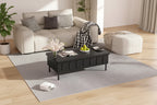 Lift-Top Coffee Table with 2 Drawers, Modern Cocktail Table Sofa Side Table Storage Center Table with Foldable Top, White/Black - ModernLuxe