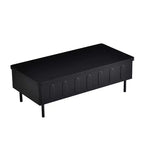 Table basse relevable avec 2 tiroirs, table de cocktail moderne, table d'appoint pour canapé, table de rangement avec plateau pliant, blanc/noir