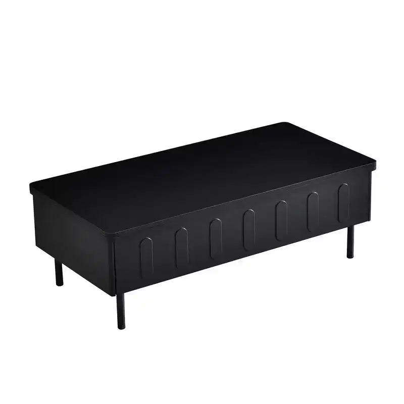 Table basse relevable avec 2 tiroirs, table de cocktail moderne, table d'appoint pour canapé, table de rangement avec plateau pliant, blanc/noir