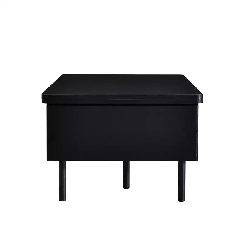 Table basse relevable avec 2 tiroirs, table de cocktail moderne, table d'appoint pour canapé, table de rangement avec plateau pliant, blanc/noir