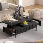 Table basse relevable avec 2 tiroirs, table de cocktail moderne, table d'appoint pour canapé, table de rangement avec plateau pliant, blanc/noir
