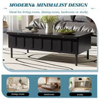 Table basse relevable avec 2 tiroirs, table de cocktail moderne, table d'appoint pour canapé, table de rangement avec plateau pliant, blanc/noir