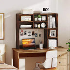 Étagère de bureau avec 7 compartiments ouverts et 3 étagères réglables Naturel/Beige/Gris/Marron/Blanc