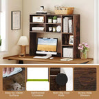 Étagère de bureau avec 7 compartiments ouverts et 3 étagères réglables Naturel/Beige/Gris/Marron/Blanc