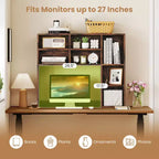 Étagère de bureau avec 7 compartiments ouverts et 3 étagères réglables Naturel/Beige/Gris/Marron/Blanc
