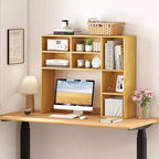Étagère de bureau avec 7 compartiments ouverts et 3 étagères réglables Naturel/Beige/Gris/Marron/Blanc