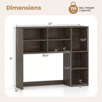 Étagère de bureau avec 7 compartiments ouverts et 3 étagères réglables Naturel/Beige/Gris/Marron/Blanc