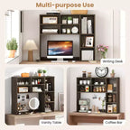 Étagère de bureau avec 7 compartiments ouverts et 3 étagères réglables Naturel/Beige/Gris/Marron/Blanc